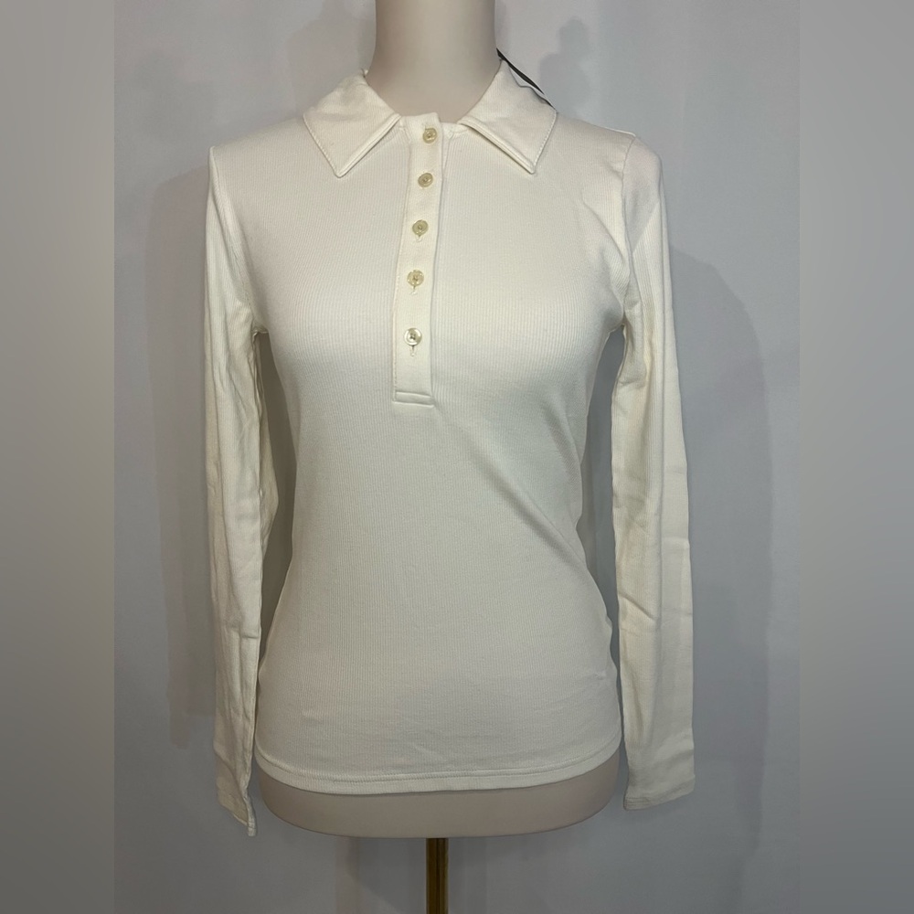 J.Crew Perfect rib polo shirt in ivory - Picture 5 of 8